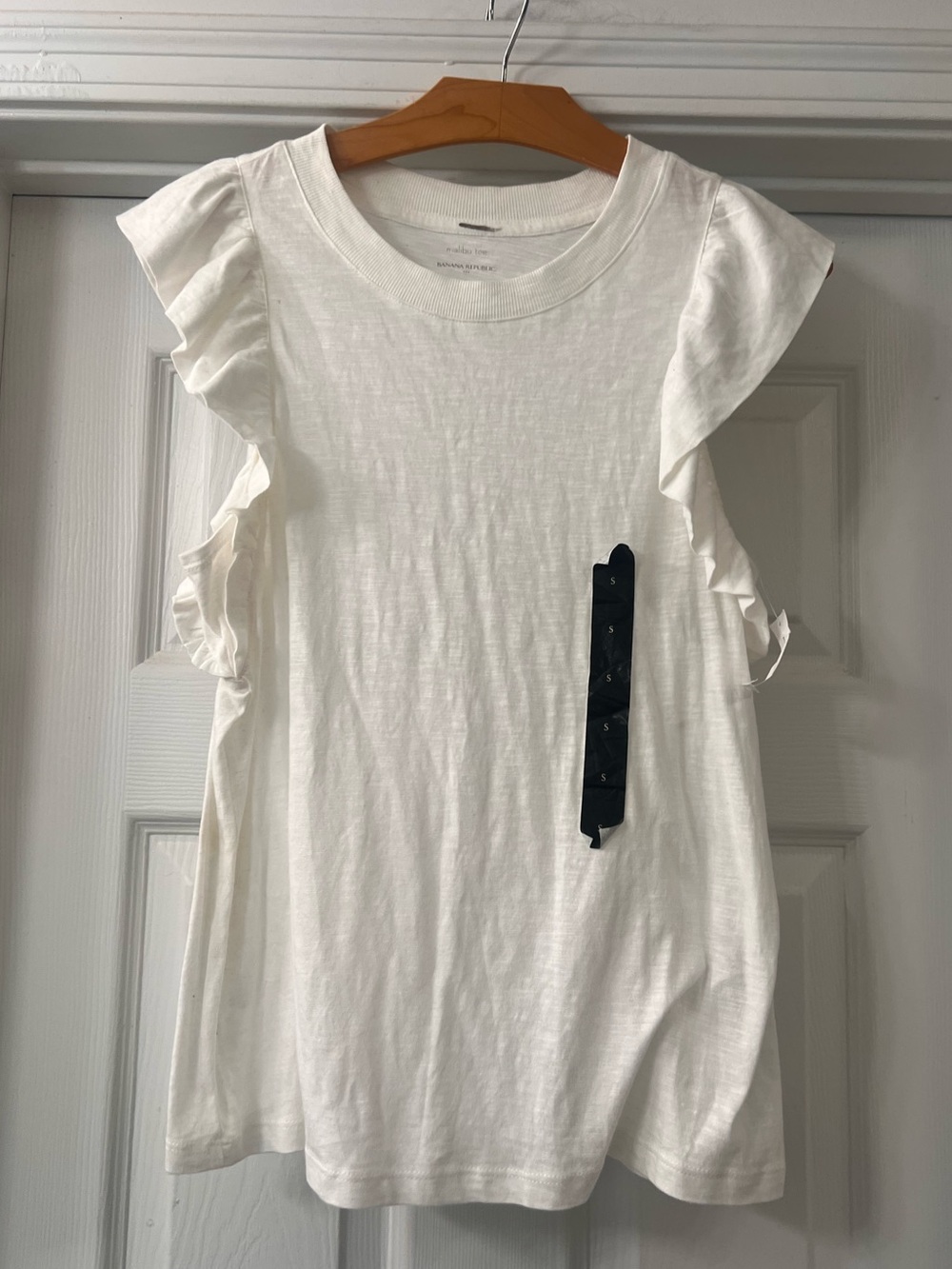 Banana Republic White Ruffle Sleeve Tank Top